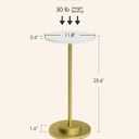Masupu Drink Table, Round Side Table for Small Spaces, Pedestal Side Table, Small End Table with Metal Base, for Living Room, Bedroom, Bathroom, White Gold
