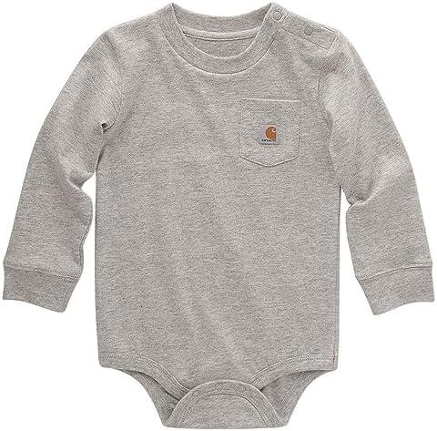 Carhartt Kid's CA5002 Long-Sleeve Pocket Bodysuit, 18 Months