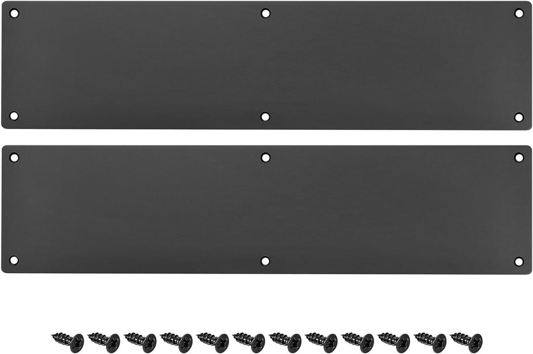 uxcell 2pcs Door Kick Plate, 4 x 16 Inches Aluminum Kick Plate Door Plate, 2 MM Thickness, for Exterior Front Door or Back Door, Black