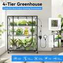 JESLED Indoor Greenhouse with Grow Light, 3FT Full Spectrum 5000K LED Light for Seed Starting, Tiered Lighting Control, Built-in Timer & Thermo-Hygrometer, Rolling Metal Plant Stand (35.4x13.8x59IN), 35.4x13.8x59IN w/Tent