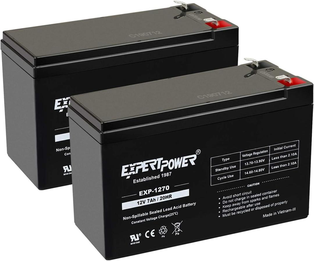 ExpertPower Standard 12V 7AH Rechargeable SLA Battery, (EXP1270-2)
