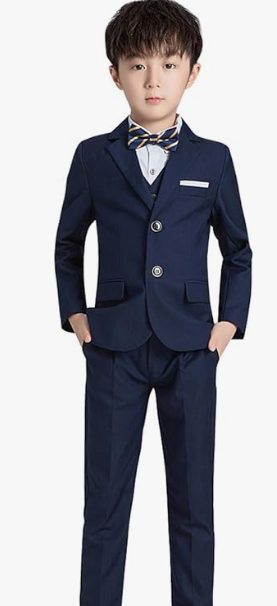 Happy Cherry Suit Child Boy Wedding 4pcs Jacket+Vest+Tie+Pants Jumpsuit Boy Wedding Ceremony Suit Groomboy, Size 160 (10)