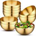 Nuogo 10 Pcs Gold Bowls 7.9 Inch Stainless Steel Mixing Bowls Decorative Esthetician Bowl for Facial Metal Serving Bowl for Holiday Birthday Party Wedding Baking Prepping Salad Fruit Soup