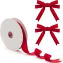 3 x Red Velvet Ribbon 1 Inch, Velvet Christmas Ribbon, 10 Yards Vintage Thick Velvet Ribbon for Gift Wrapping Christmas Tree Ornaments, Velvet Bows Making, Wreaths Decoration, Hair Ties Crafts, Sewing