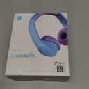 LilGadgets Connect+ Foldable Headphones, Adjustable Fit Soft Touch Padding for Kids with Mic, Volume-Limited & Noise Reduction On-Ear Wired Headset for School with SharePort - Blue/Purple, Ages 3-14