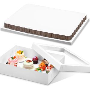20 Pcs 19x14x4 Inch Half Sheet Cake Boxes 10pcs Large Rectangle Bakery Boxes with Window and 10pcs Cake Boards for Pastry Baking Cupcakes Pie Cookies Birthday Party(White)