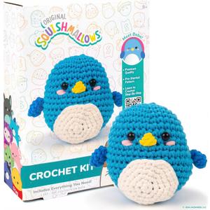 Original Squishmallows Bebe the Bluebird Crochet Kit, Includes Yarn, Crochet Hook, Starter Hooks, Step-By-Step Tutorials, Exclusive Crochet Kit For Beginners, DIY Craft, Crochet Kits, Great Teen Gifts