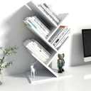Godferyxin Small Bookcase for Desk Decor, 5-Tier White Wood Small Bookshelf Compact Corner Mini Bookcase for Bedroom, Office, or Apartment, Holds Books, CDs, and Decor Book Tree Bookshelf