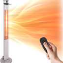 SereneLife Infrared Patio Heater, 1500W Electric Standing with Remote Control, IP44 Approved, Odorless, Three Power Settings, Indoor/Outdoor for Restaurant, Backyard, Garage, Decks