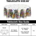 Sweetshow Easter Bunny Eggs Table Cloth Round Colorful Flower Leaves Tablecloth 60 Inch Decor Washable Stain and Wrinkle Spring Floral Round Table Cover for Dining Picnic