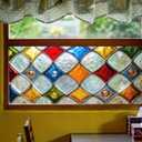 Stained Glass Window Film Home Decorative Privacy Window Film 39.317.7 Inches for Glass Door Home and Office Bedrooms PVC Static Cling Sticker