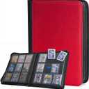 PREZA Toploader Binder  Holds 216 Top Loaders  9 Pocket Trading Card Storage Trading Card Binder for Storage (Red)