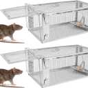 TeqHome Humane Rat Trap, 2 Pack Small 1-Door Live Chipmunk Trap That Work for Indoor and Outdoor, Easy to Catch and Release Live Animal Traps Mouse Cage Traps Reusable for Rodents Mice Voles Hamsters