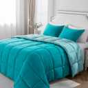KASENTEX King Comforter Set  Reversible Dual Color  Goose Down Alternative  Ultra-Soft, Lightweight, Machine Washable, Maintain Fluffiness, All Season Warmth (Blue/Teal)
