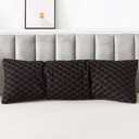 WhatsBedding Memory Foam Body Pillow for Adults, Long Pillow for Sleeping, Full Body Pillow for Bed - 20x54 inch, Black Quilted (Black-golden Piped Edge)