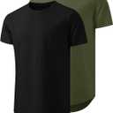 Men's 1 or 2 Pack Hipster Hip Hop Longline Crewneck T-Shirt Short Sleeve Gym Workout Athletic T Shirts for Men (XXXL)