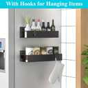 HuggieGems 2 Pack Magnetic Spice Storage Rack Organizer for Refrigerator and Oven, Matt Black Fridge Organizers and Storage