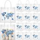 Shinylin 24 Pcs Blue Graduation Plastic Gift Bags with Handles PVC Reusable Treat Bags Goody Candy Snack Treat Gift Tote Bag for Graduation Party Favor