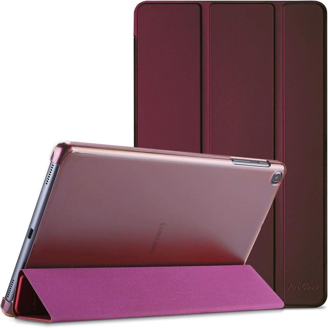 ProCase Slim Case for Galaxy Tab A 10.1 2019 Model T510 T515 T517, Lightweight Stand Case Shell Cover for 10.1 Inch Galaxy Tab A Tablet SM-T510 SM-T515 SM-T517 2019 Release -Wine