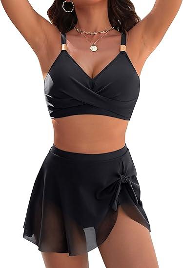 Blooming Jelly Womens High Waisted Bikini Set Gold Metal Two Piece Swimsuits Tummy Control Tie Knot 2026 Bathing Suits, XXL