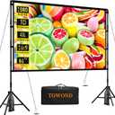 TOWOND Projector Screen with Stand, 84 inch Outdoor Projector Screen Portable Indoor Projection Screen 16:9 4K Rear Front Movie Screen with Carry Bag for Home Backyard Theater 84 inch