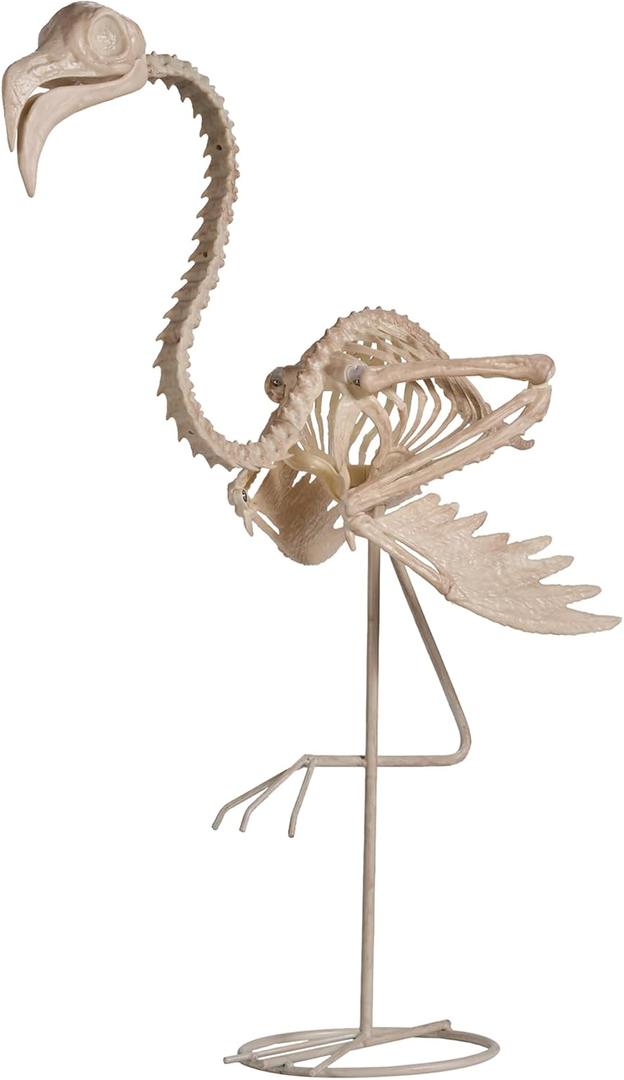 JOYIN Flamingo Skeleton Halloween Decorations 27.6 Inch Tall Spooky Flamingo Posable Animal Skeleton with Movable Joints for Halloween Indoor Outdoor Yard Garden Lawn Patio Prop Decor