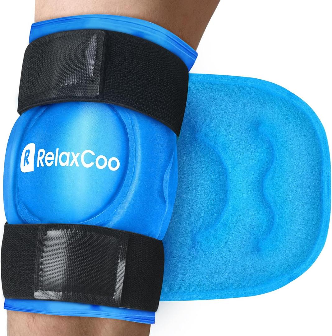 RelaxCoo Ice Pack for Knee Pain Relief, Reusable Gel Ice Wrap for Leg Injuries, Swelling, Knee Replacement Surgery, Cold Compress Therapy for Arthritis, Meniscus Tear and ACL Blue