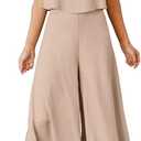 ROYLAMP Women's Summer 2 Piece Outfits Round Neck Crop Basic Top Cropped Wide Leg Pants Set Jumpsuits, XS