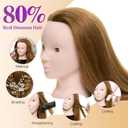 28" Mannequin Head Human Hair - 80% Real Hair Mannequin Head for Makeup Practice, Cosmetology Manikin Doll Head for Hair Styling, Hairdressing Training Head for Braiding #27