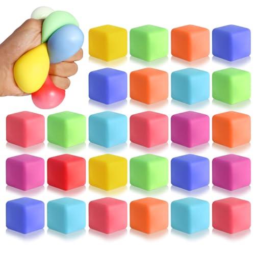 32 Pack Slow Rising Stress Cube Fidget Toys, Squishy Balls Sensory Fidget Toys for Kids Adults, Square Shape Fidgets for Classroom, Party Favors Pull Stretch Squishy Toy Classroom Prize Box Toys