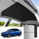 Tesla Model Y Juniper Sunshade Roof 2025-2026, Panoramic Glass Roof Sunshade Heat Insulation UV Block Sunroof Shade, No-Sag Foldable Tesla Model Y Juniper Accessories Interior Black