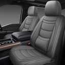 NS YOLO Leather Car Seat Covers Full Set,Universal Fit for Most Cars,SUVs and Sedans,Waterproof Luxury Leatherette Cushions, 5 Seats Protectors (Grey, Front Pair-2 Seats(Driver and Passenger))