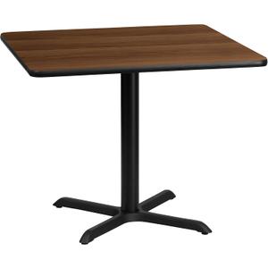 Flash Furniture 36'' Square Walnut Laminate Table Top with 30'' x 30'' Table Height Base, 36"W x 36"D x 31.13"H