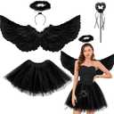 Angel Wings, Angel Wings and Halo Wand Angel Costume Accessories with Tulle Tutu Skirt for Women Cosplay