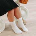 JAKIDAR Girls Crew Seamless Socks Kids Casual Dress Cotton Socks 6 Pairs (4-7 Years, Pink Purple White)