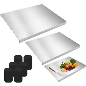 Patelai 3 Pcs Stainless Steel Cutting Boards for the Kitchen, Stainless Steel Chopping Board 17.3 x 13.4/15.7 x 11.8/11.8 x 7.9 Inch with 6 Anti-slip Pads, for Meat, Fruits, Vegetables, Bread