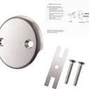 2-Hole Bathtub Overflow Cover Plate with Adapter, Brushed Nickel, Installation Hardware Included (Brushed Nickel)