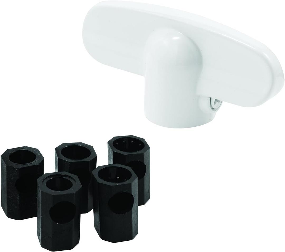 Prime-Line H 3892 Operator Tee Handle, 1-1/8 In. x 2-3/8 In., Diecast, White, Universal (2 Pack)