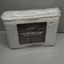 Velvet Quilt Set King Quilt, Lightweight Soft King Comforter Set, Bedspread Coverlet with 2 Matching Pillow Shams, Velvet Comforter Bedding Set for All Season (Off-White, Wave) (King/Cal.King (106" x 96"))