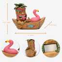 Solar Tiki Statue Outdoor Decor-Tiki Bar Decor -Outdoor Tiki Statue Decoration for Garden,Lawn,Balcony,Yard,Tiki Flamingos Boating Hawaiian Tropical Decor Figurine Gift