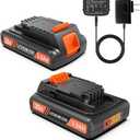 2 Packs 3000mAh 20v Batteries and Charger, Replacement for Black and Decker 20v Lithium Battery LB20, LBXR20, Compatible with Black and Decker Battery 20V Cordless Power Tools and Charger