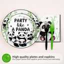 96 Pcs Panda Birthday Decorations Party Like a Panda Paper Plates and Napkins Green Bamboo Animal Themed Tableware Sets for Kids Birthday Baby Shower Newborn Party Supplies Serves 24