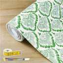 Shelf and Drawer Liner, 12in x 10FT Double Layer PVC Non-Adhesive Non-Slip Waterproof, Green Leaf for Kitchen Cabinets, Pantry, Bathroom, Dresser with Knife and Tape Measure