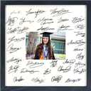 GraduatePro 14x14 Signature Picture Frame Board for 5x7 Photo with Signable Mat for Birthday Party Graduation Party Table Decoration Wedding Guest Book (Black)