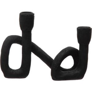 Bloomingville Decorative Resin Double Taper Candle Holder, Black