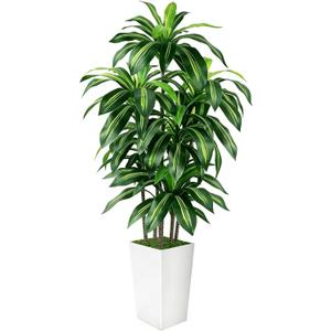 5FT Fake Plant Artificial Dracaena Tree Indoor - Faux Plants Indoor Tall with White Planter - Fake Tree Floor Plant Artificial Plants Decor for Living Room Office