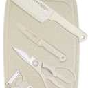 5 in 1 Mini Knife and Cutting Board Set, Small Cutting Board Camping Cutting Board Cutting Board Scissors, Smart Cutting Board and Knife Set, Dorm Kitchen Essentials Travel Knife Set (Wheaten)