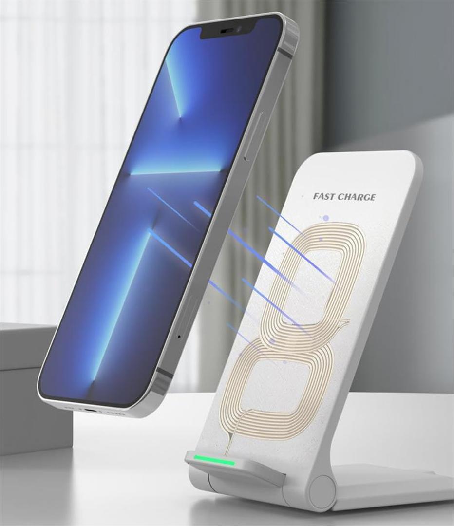 Samsung Wireless Charging Station,15W Fast Wireless Charging Station with Sleep-Friendly Adaptive Light,Compatible with Samsung Galaxy,Google LG,etcWhite