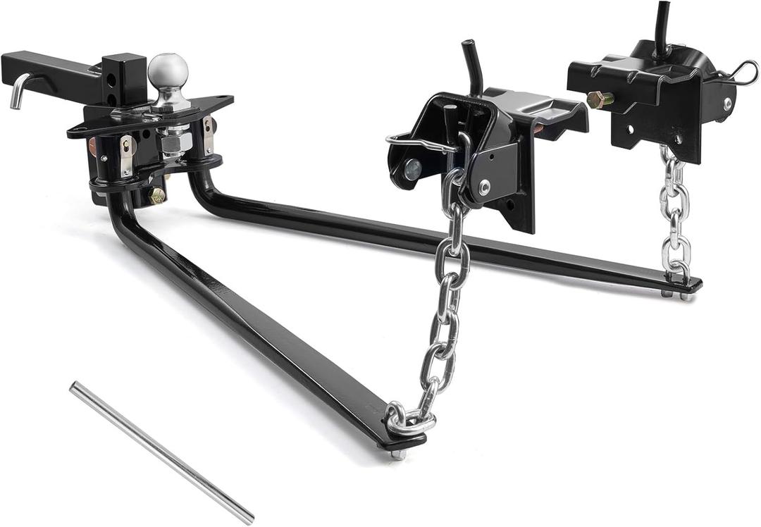 VEVOR Weight Distribution Hitch, 10000 lbs Max Towing & 1000 lbs Max Tongue, Weight Distributing Hitches Kit Includes 2 in Shank and 2-5/16 in Ball, Load Leveling Hitch for Trailers, Black