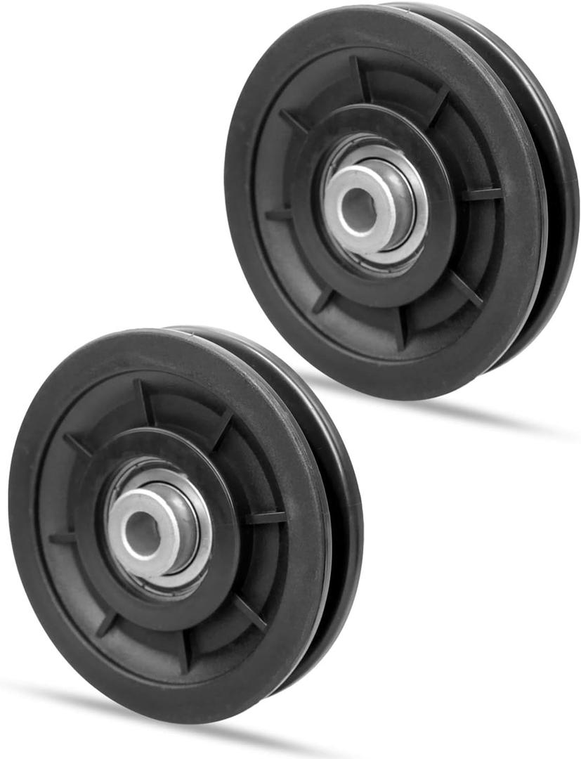 2 PCS 3.5Inch/90mm Nylon Bearing Pulley Wheel, Silent Bearing Replace for Garage Gym Equipment Pulley System, Universal Wearproof Bearing Maximum Working Load of 1000 LBS